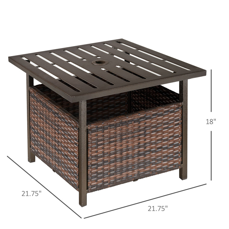 21.75" Rattan Coffee Table with Umbrella Hole