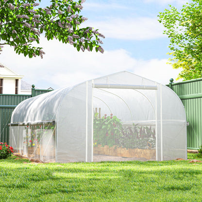 19.5' x 10' x 6.6' White Tunnel Greenhouse with Mesh Sidewalls