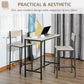Industrial Bar Table Set Counter Height 3 Piece and 2 High Back Stools Set Dining Table Set Natural Wood