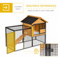 Rabbit Hutch Outdoor, 48"L Large Wooden Bunny Cage with Run, Bite-Resistant Metal Frame, Removable Plastic Tray, Asphalt Roof, Ramp, Guinea Pig Cage for 1-2 Rabbits, Yellow