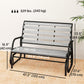 2 Person Outdoor Glider Bench, Patio Glider Loveseat with Faux Wood Slatted Seat and Back, Steel Frame, Grey