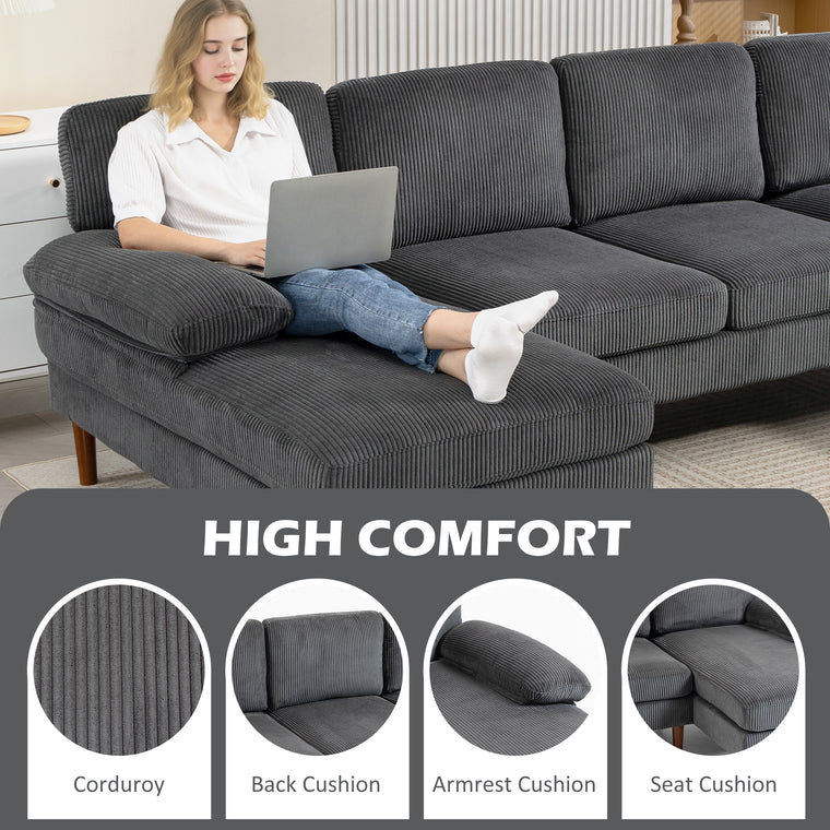 U-Shaped Sofa with Double Chaise - Dark Grey