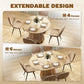 Extendable Dining Table, Round to Oval Convertible Kitchen Table with Storage Shelf for Dining Room, Natural