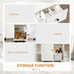 Foldable Dining Table, Rolling Kitchen Table with Storage Drawers and Cabinet, Drop Leaf Table on Wheels, White