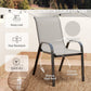 3 Pieces Bistro Set, Small Patio Furniture Set with Stackable Mesh Chairs, Glass Table for Garden, Light Mixed Brown