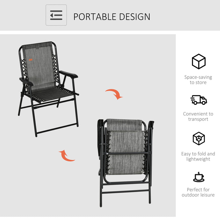Bungee Sling Folding Patio Dining Chair with Armrests