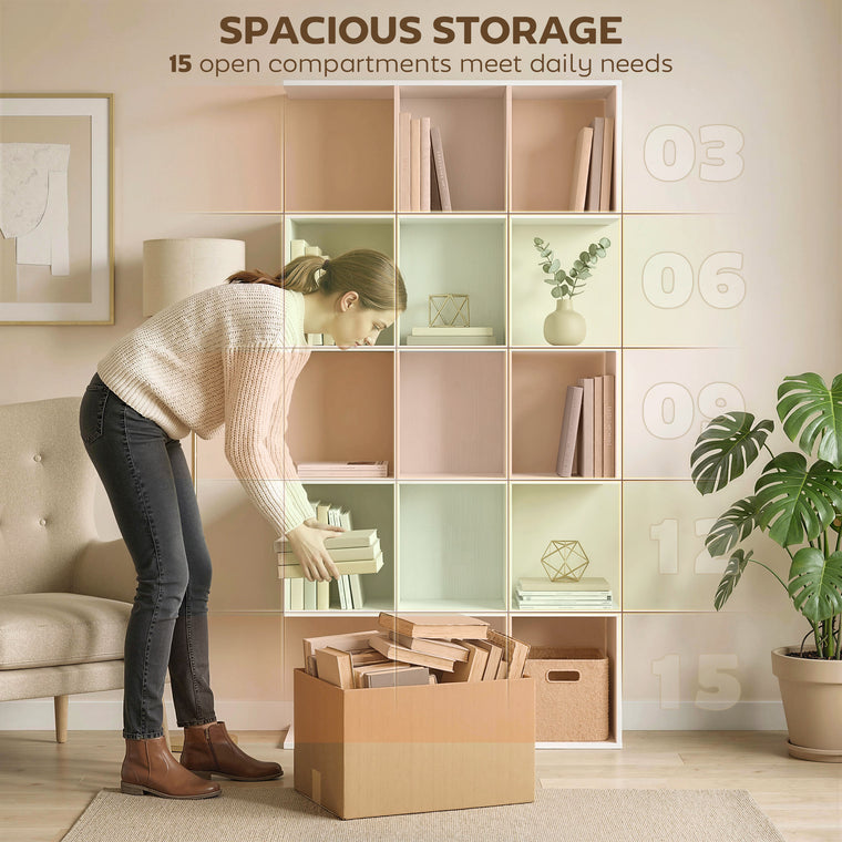 5-Tier S-Shaped Geometric Bookshelf