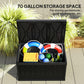 70 Gallon Deck Box, Resin Outdoor Storage Box with Handles, Waterproof Storage Container for Garden Tools, Black