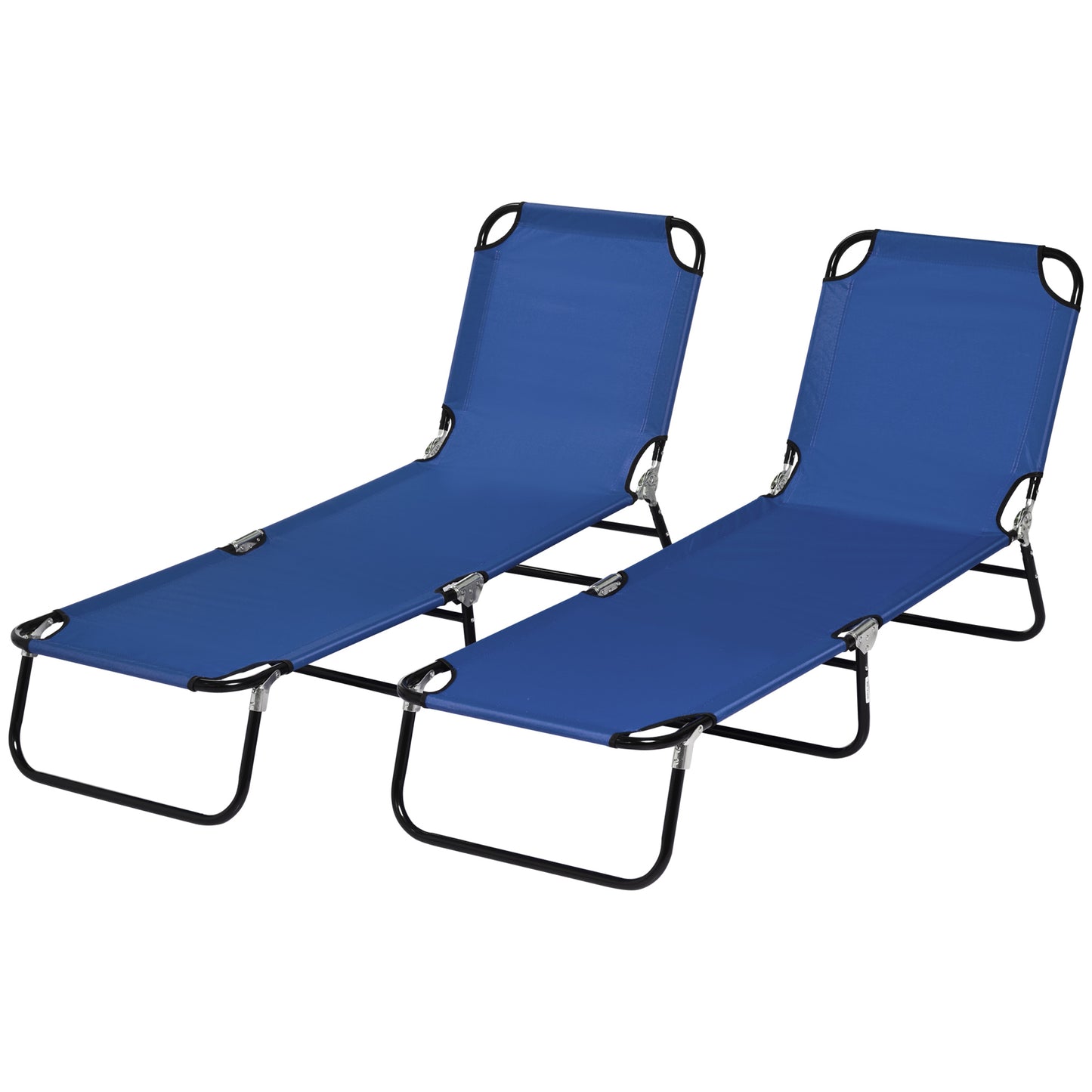 Set of 2 Folding Outdoor Lounge Chair, Sun Tanning Chairs with Reclining Back, Breathable Mesh for Beach Patio, Grey