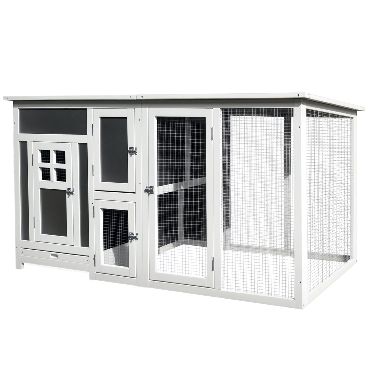 63" Grey Wooden Chicken Coop with PC Roof & Nesting Box