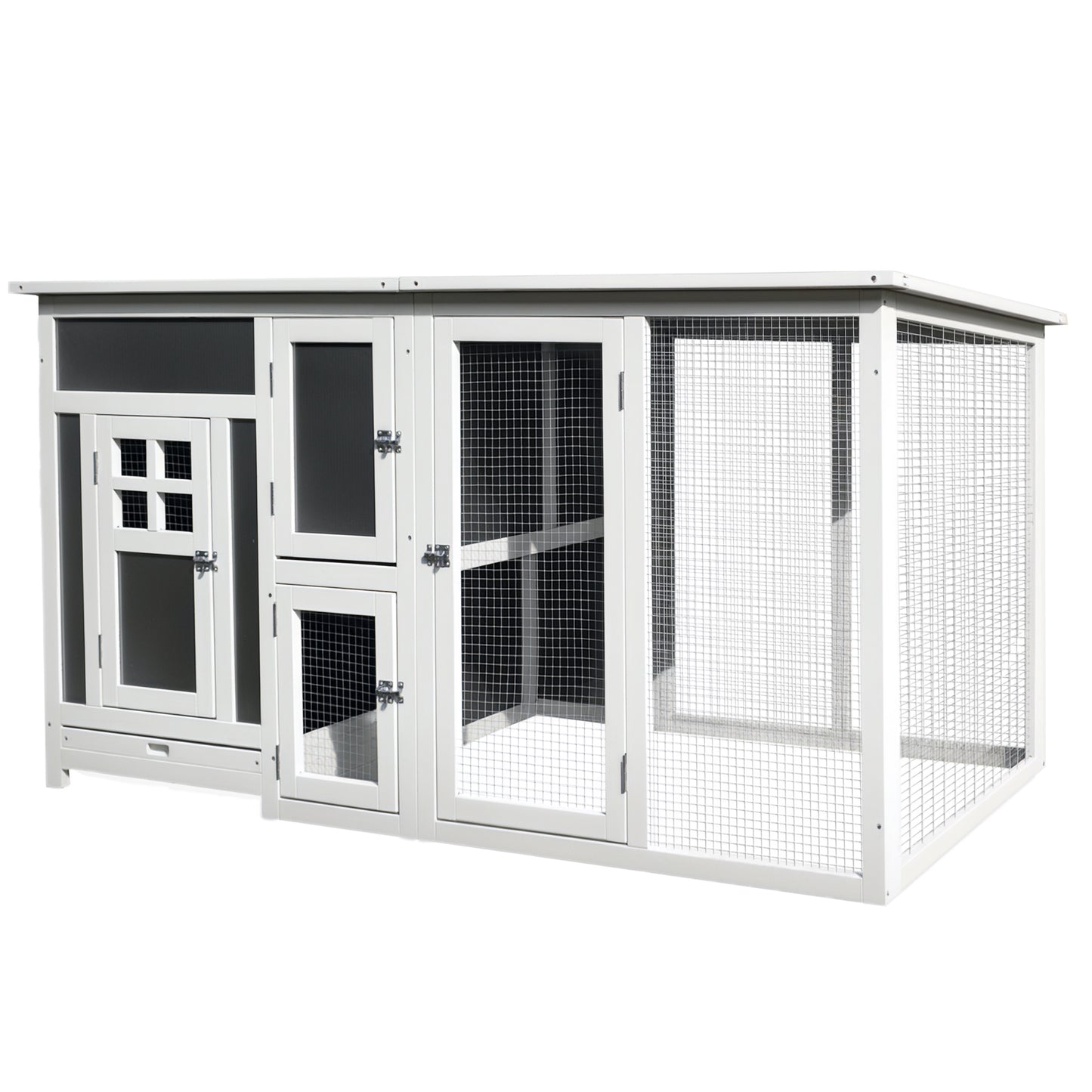 63" Grey Wooden Chicken Coop with PC Roof & Nesting Box