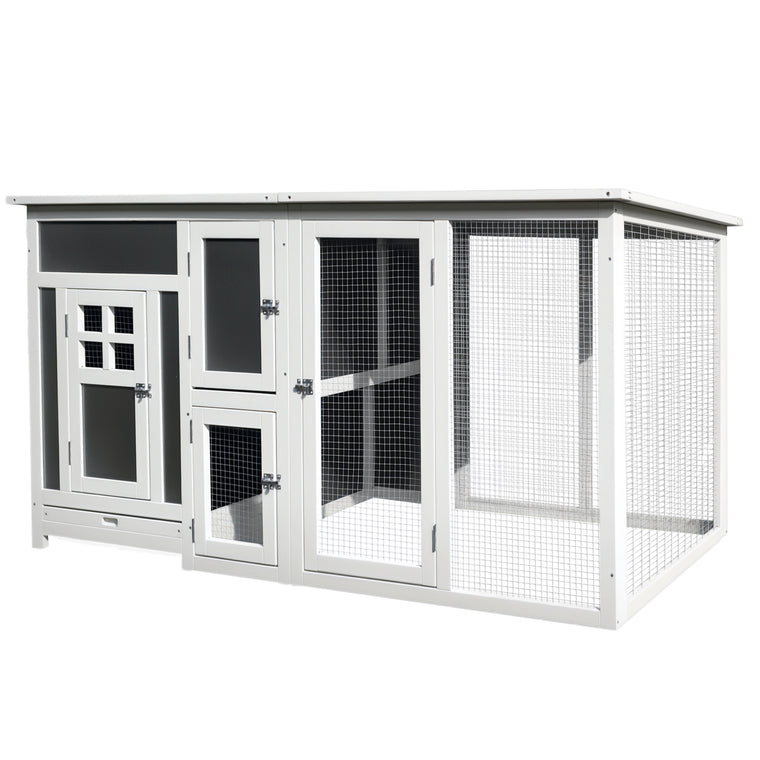 63" Grey Wooden Chicken Coop with PC Roof & Nesting Box