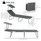 2Pcs Outdoor Lounge Chair, Adjustable Folding Chaise Lounge with Sun Shade for Beach, Camping, Hiking, Grey