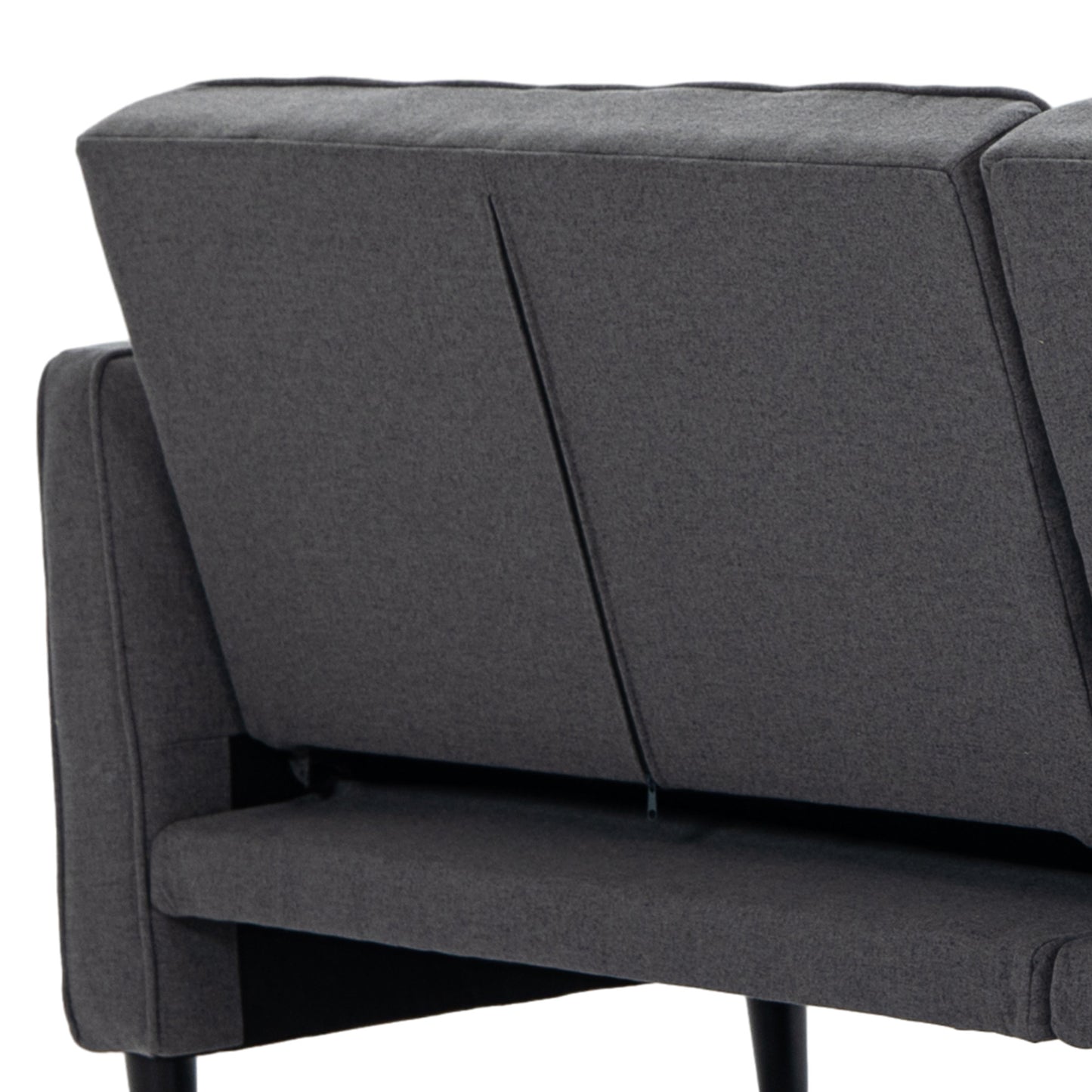 Convertible Bed with Couch, Button Tufted Fabric Sofa Bed with Adjustable Back for Living Room, Charcoal Grey