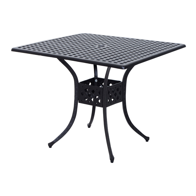 Black 36" Cast Aluminum Bistro Table with Umbrella Hole