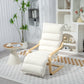 Accent Chair, Velvet Upholstered Living Room Chair with Footrest, Wood Frame, Cream White