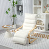Accent Chair, Velvet Upholstered Living Room Chair with Footrest, Wood Frame, Cream White