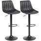 Counter Height Bar Stools Set of 2, Adjustable Height Bar Chairs with Swivel Seat, Leathaire Upholstery, Black