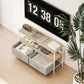 TV Stand with Charging Station, TV Table with 2 Foldable Linen Drawers and Open Shelf for 47 Inch TV, Oak