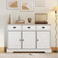 46.5" Buffet Cabinet, Farmhouse Sideboard with 3 Barn Doors and 3 Drawers for Living Room, Kitchen, White