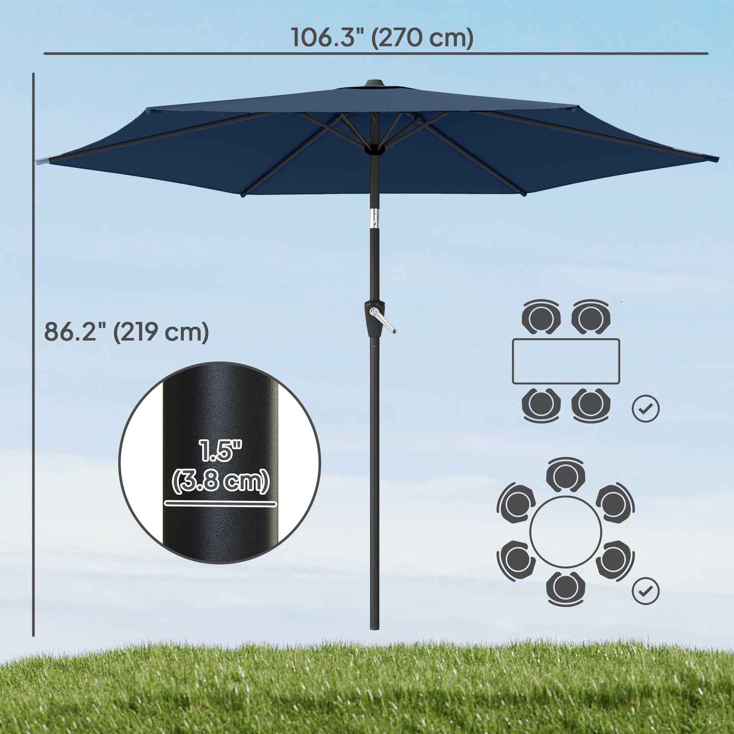 9' Patio Umbrella with Tilt & Crank