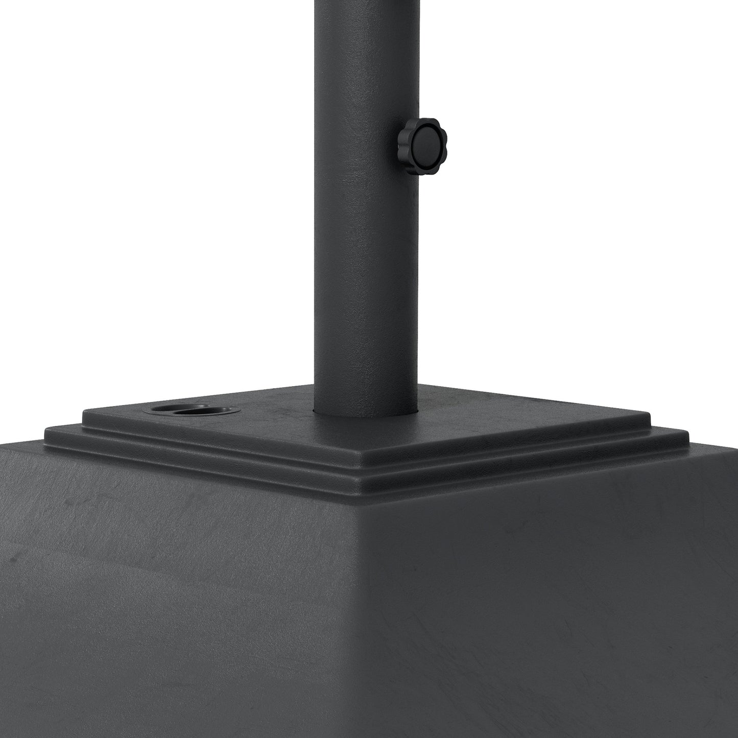 Square Umbrella Base with Wheels, 99 lbs Water or 132 lbs Sand Filled, with Double Adjustable Knob, Black