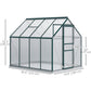 6' x 8' x 6.5' Polycarbonate Greenhouse, Walk-in Green House with Adjustable Roof Vent Galvanized Base Sliding Door Rain Gutter for Outdoor Garden Backyard, Green