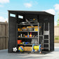 Outdoor Storage Shed with Lockable Door, Garden Shed with Vents and Windows for Backyard, Dark Grey
