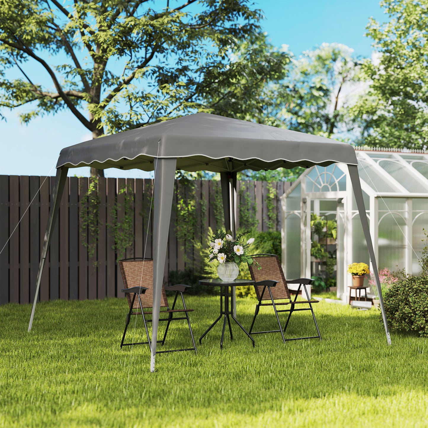 8' x 8' Pop Up Canopy, Outdoor Foldable Tent, Portable Canopy Tent with Carrying Bag for Camping, Party, Picnic, Grey