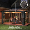 12' x 15' Dark Grey Hardtop Gazebo with Polycarbonate Roof & Curtains