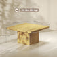 Square Coffee Table, Center Table with 1.6" Thick Tabletop, Natural Wood