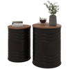 Round Nesting Side Tables Set of 2 with Storage - Black