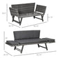 Convertible Wicker Loveseat Grey Patio Chaise Lounge