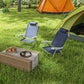 Set of 2 Camping Chairs, Beach Chairs with Adjustable Backrest and Headrest, Folding Chair for Outdoor, Dark Blue