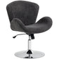 Swivel Office Chair, Velvet Desk Chair with Wide Bucket Seat, Butterfly Back, Tilt Function and Round Base, Dark Grey