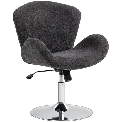 Velvet Swivel Office Chair with Bucket Seat - Dark Grey