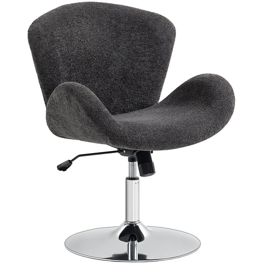 Velvet Swivel Office Chair with Bucket Seat - Dark Grey