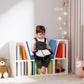 6-Cubby Bookcase with Seat Cushion, Cube Storage Shelf with Reading Nook for Home Office, Study, Blue
