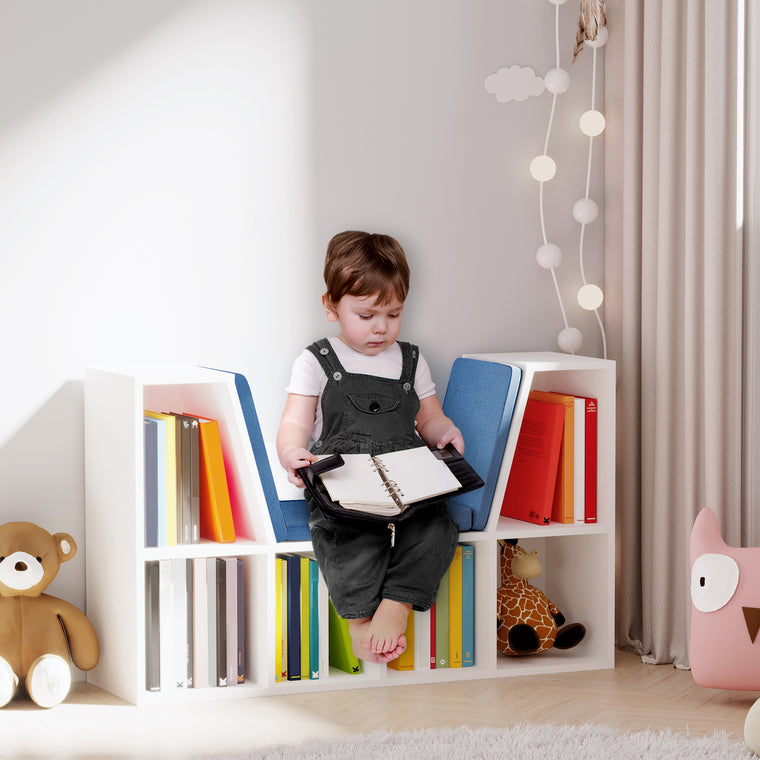 6-Cubby Bookcase with Reading Nook Cushion