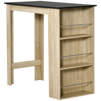 Counter Height Bar Table with 3 Storage Shelves - Natural