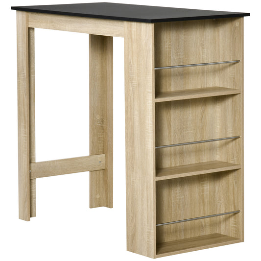 Counter Height Bar Table with 3 Storage Shelves - Natural