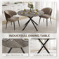47" Round Kitchen Table for 4, Industrial Dining Table with Steel Legs for Dining Room, Grey Wood Grain and Black