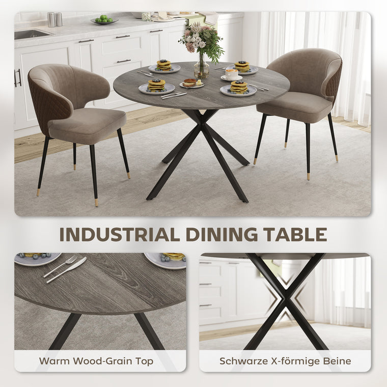 47" Round Industrial Dining Table for 4 - Grey and Black
