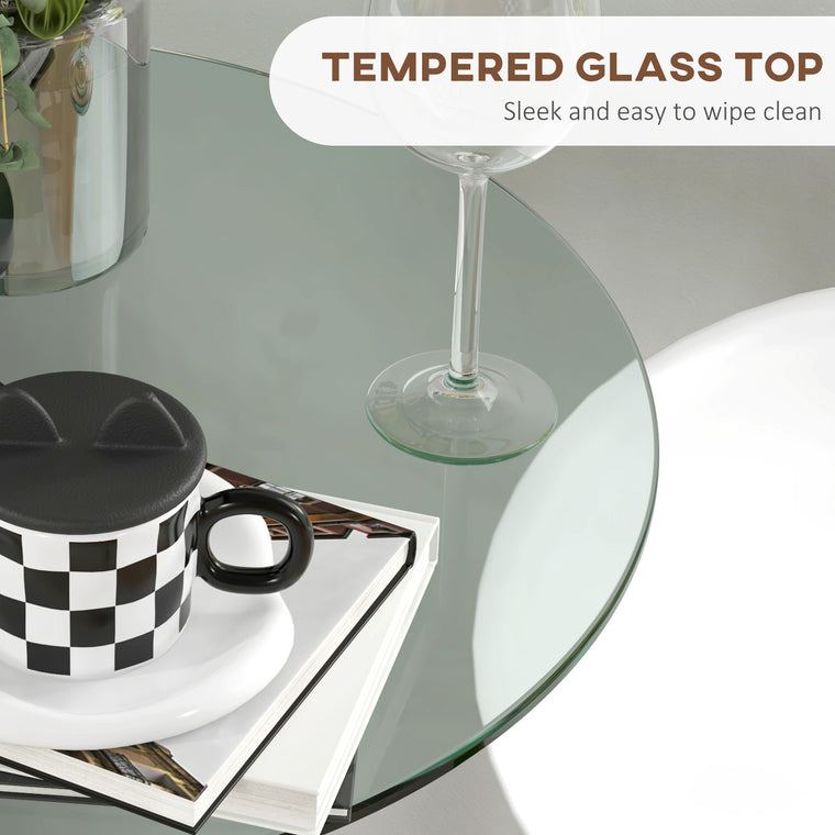 Round Glass-Top Bar Table for 2 - Clear