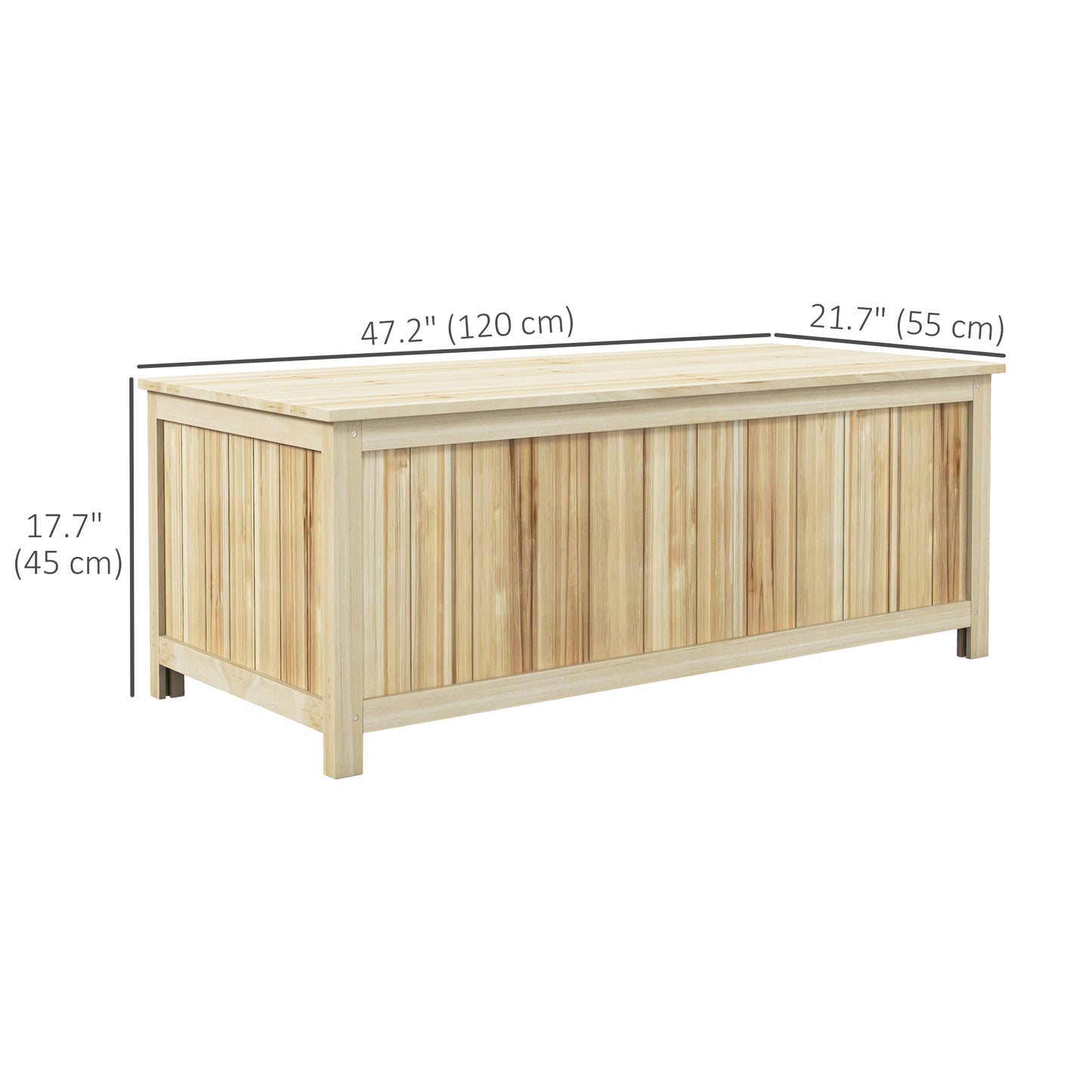 45 Gallon Wooden Storage Box patio Deck Box Bench, Garden Backyard Outdoor Storage Container, Natural