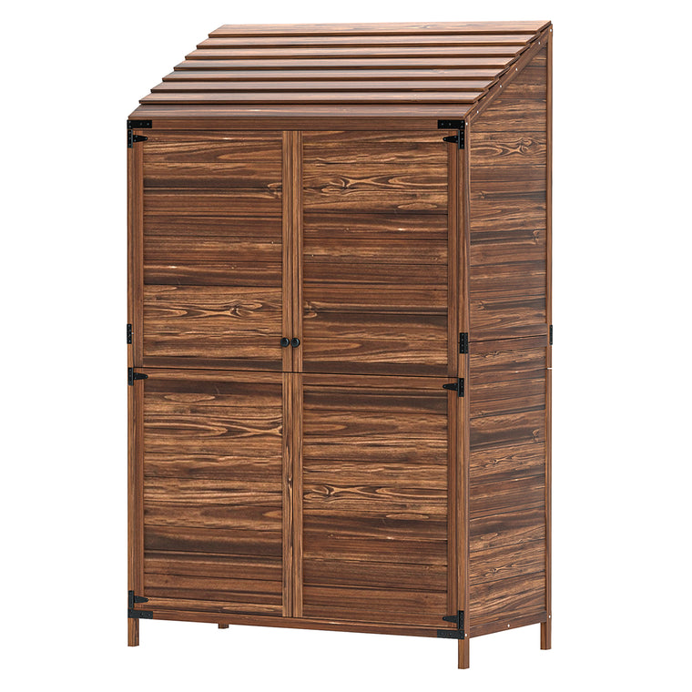 Wood Storage Cabinet with Double Doors and Shelves