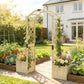 Wooden Garden Arch with 2 Planter Boxes, Arch Trellis for Climbing Plants, Decorative Arbor Archway, Natural Wood