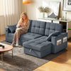 Convertible Sectional Sofa Bed, Pull Out Sleeper Sofa Couch with USB-A+C, Chaise Storage, L-Shaped Futon Couch, Dark Grey