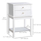 Modern Sofa Side Table, Accent End Table with Drawers and Storage Shelf, Nightstand for Bedroom Living Room, White