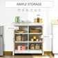 Kitchen Sideboard, Glass Door Buffet Cabinet, Accent Storage Cabinet with 2 Glass Doors and Adjustable Shelf for Dining Room, Living Room, Distressed White